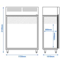 Bäckerei-Kühlschrank Edelstahl PREMIUM - EN 60x40 - 1700 Liter - mit 2 Türen