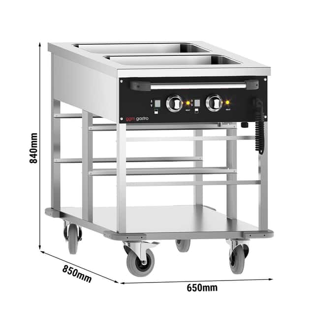 Bain-Marie Thermowagen - 2 x GN 1/1 - Beckentemperatur getrennt regelbar 