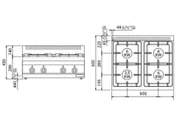 Gasherd - 16 kW - 4 Brenner