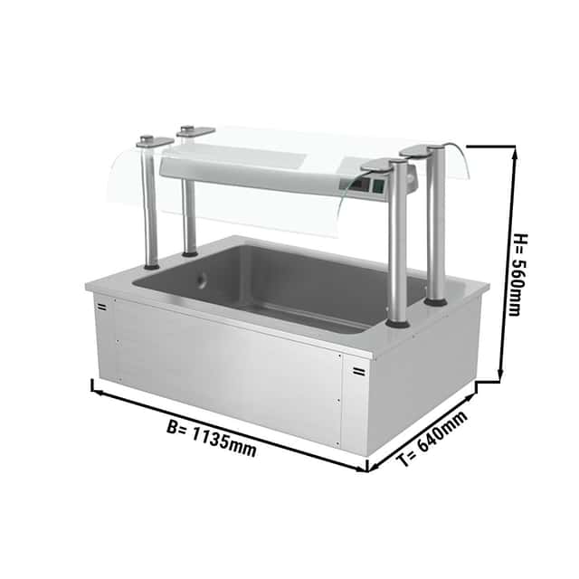 Einbau Eiswanne - 1,1m - 3x GN 1/1 - mit Glas-Hustenschutz