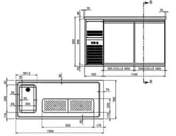 Biertheke Premium PLUS - 1550x700mm - 2 Glastüren