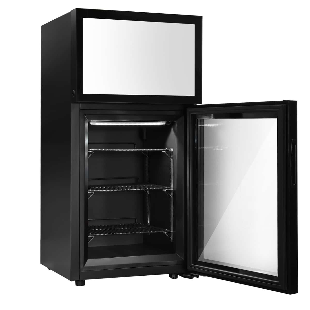 Minibar-Tiefkühlschrank - 460mm - 1 Glastür & eingebautem 19 Zoll LCD-Display