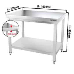 Edelstahl Arbeitstisch PREMIUM - 1000x700mm - mit Grundboden ohne Aufkantung