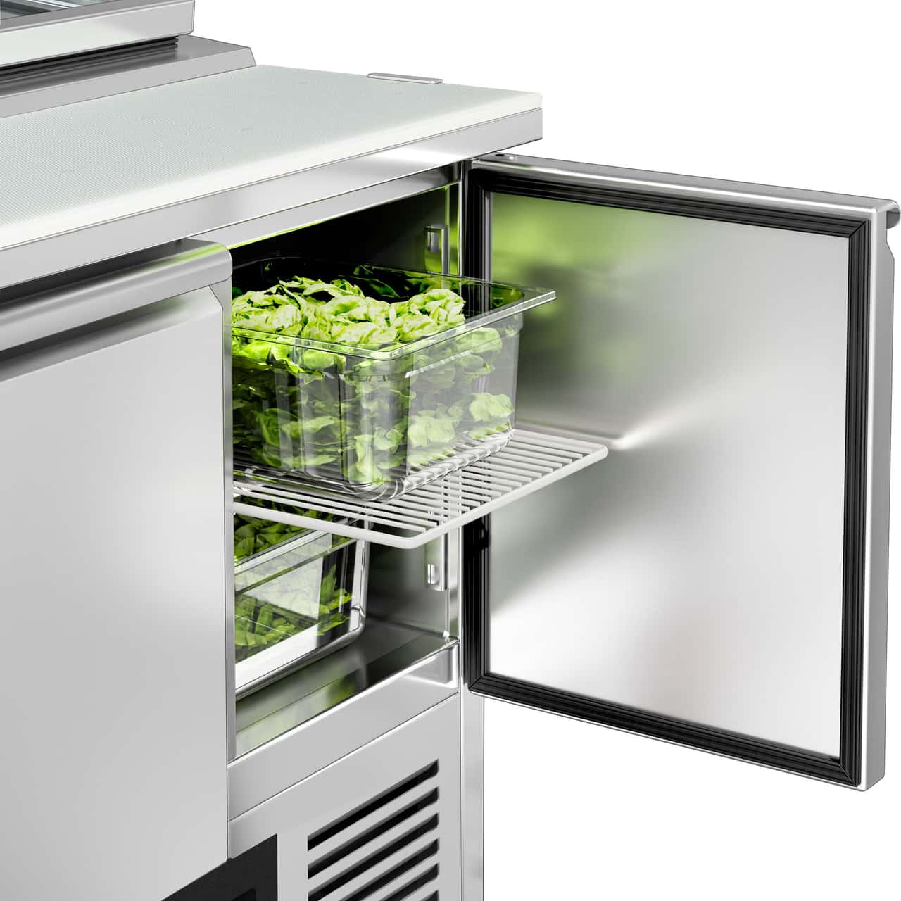 Saladette PREMIUM - 900mm - 2 Türen - für 4x GN 1/3 - Glasdeckel