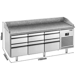 Pizza preparation table  Premium PLUS- 1980x700mm - with 6 drawers