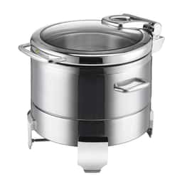 Edelstahl Chafing Dish - 8,9 Liter - Rund - mit Soft-Close-Glasdeckel