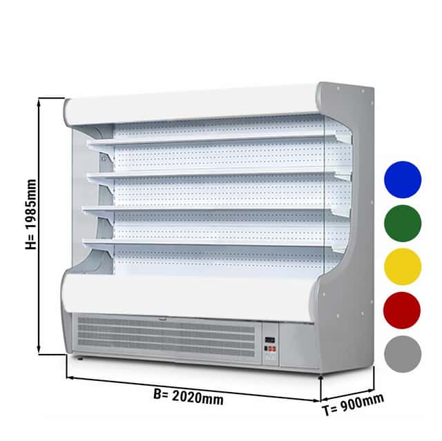 Wandkühlregal - 2020mm - mit LED-Beleuchtung & 4 Ablagen