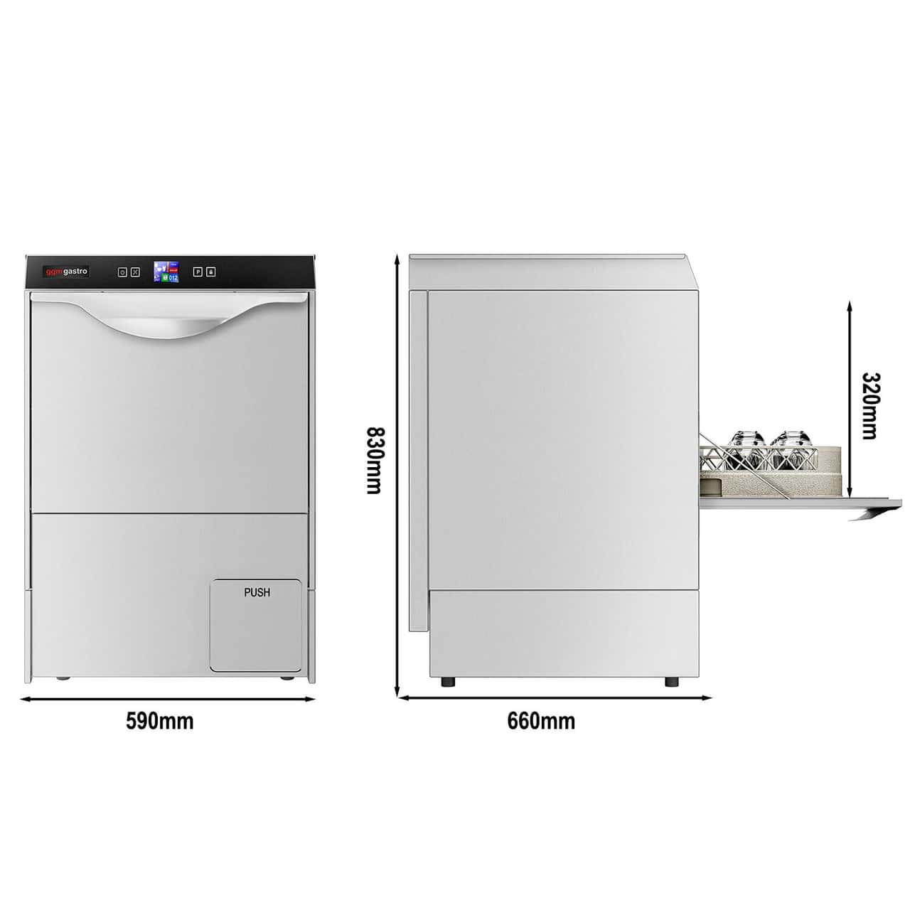 Geschirrspülmaschine - Touch - 3,55 kW - mit Reiniger-, Klarspüler- & Laugenpumpe