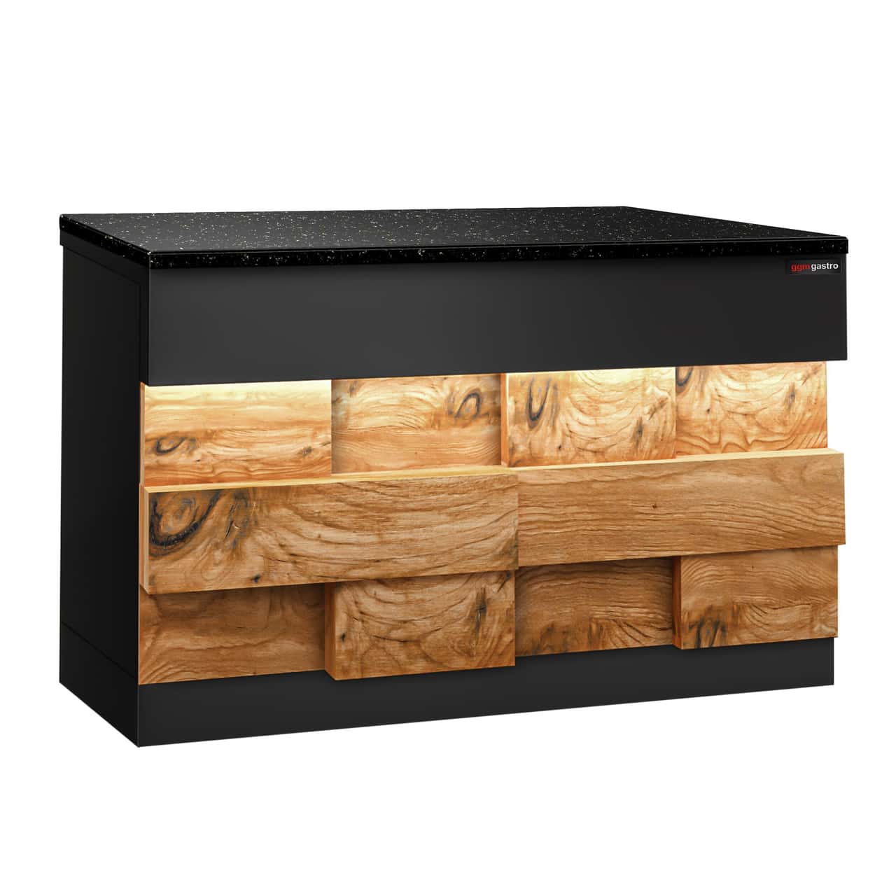 Kassentisch TORONTO - 1150mm - Holzfront - schwarze Granit-Arbeitsplatte