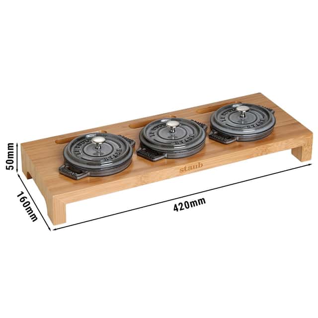 STAUB | SPECIALITIES - Servierbrett für 3 Mini-Cocottes - 420x160mm - Bambus