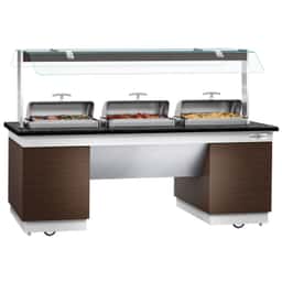 Buffettheke DUBLIN - 2300mm - mit 3 Chafing Dishes & Rollen