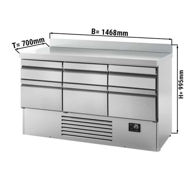 Chladicí stůl (GN 1/1) - se 6 šuplíky (3x 1/2 a 3x 1/3)