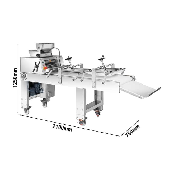 Bäckerei-Teigausrollmaschine - für Pizza- & Brotteig - 2 Zylinder - 550 Watt - bis zu 2500 Stk/h