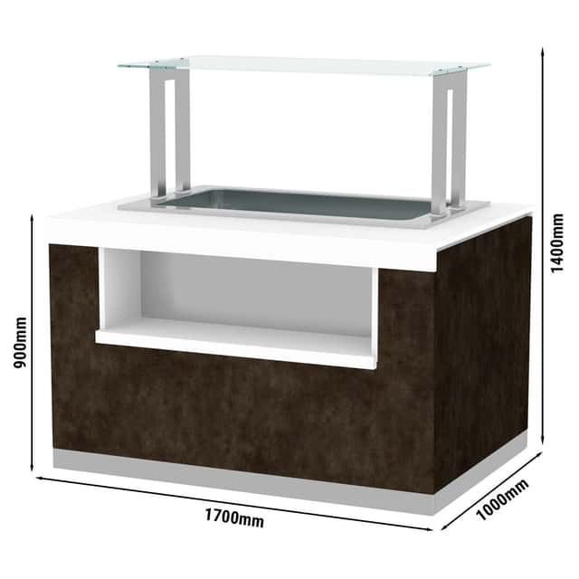 Buffettheke PRAG - 1700mm - mit Bainmarie - für 4x GN 1/1