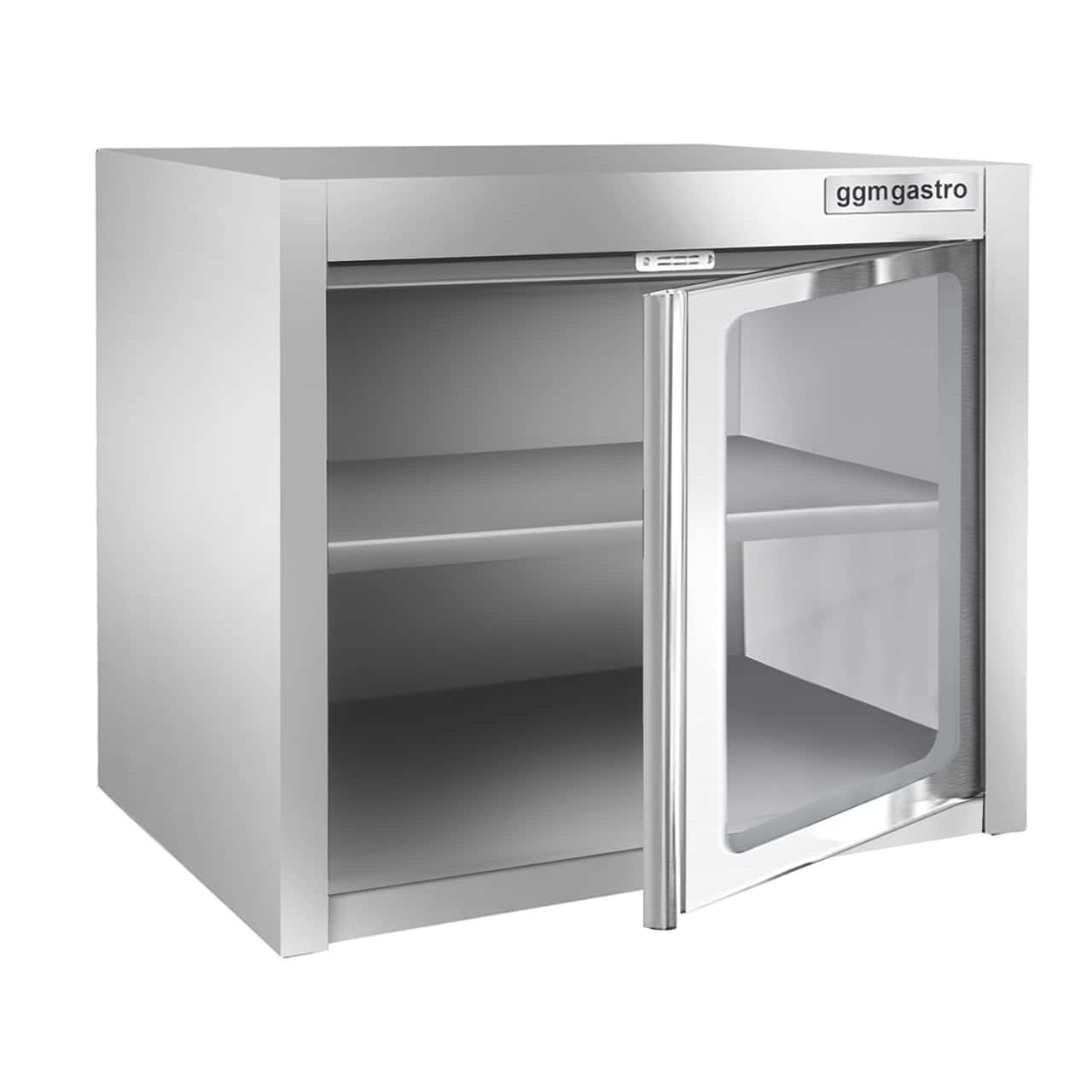 Edelstahl Wandhängeschrank - 800x400mm - mit Glasflügeltür - 650mm hoch