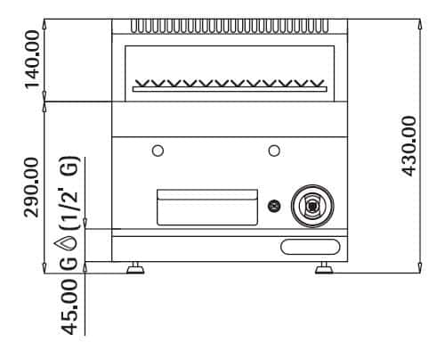 Plynový lávový gril (7 kW) - sklopný grilovací rošt