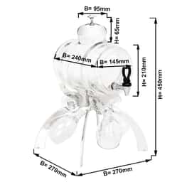 Weinspender - 4 Liter - Chrom - inkl. 4 Weingläser