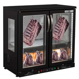 Dry Aging Fleischreifeschrank 0,92 m - mit 2 Glastüren - Schwarz