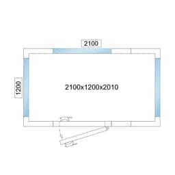 Kühlzelle - 2100x1200mm - 3,7m³ - mit 3 Glasseiten