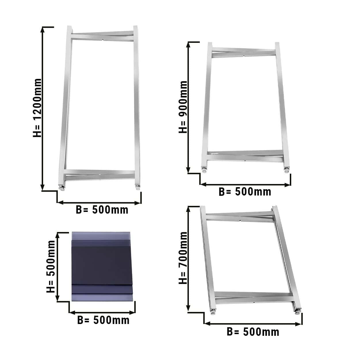 (3 Stück) Beistell-/ Couchtisch Set - klappbar Höhe- 70, 90 & 120 cm