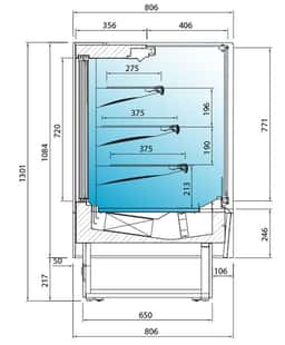 Kuchenvitrine - 980mm - mit LED-Beleuchtung & 3 Ablagen