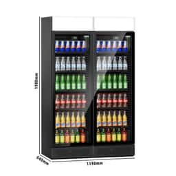 (2 Stück) Getränkekühlschrank - 690 Liter - rahmenloses Design - 2 Glastüren & Werbedisplay