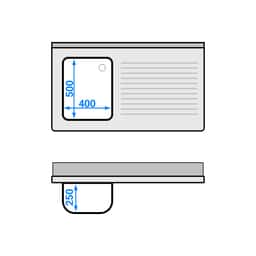 Spülmaschinen-Spülschrank - 1200x700mm - mit 1 Becken links