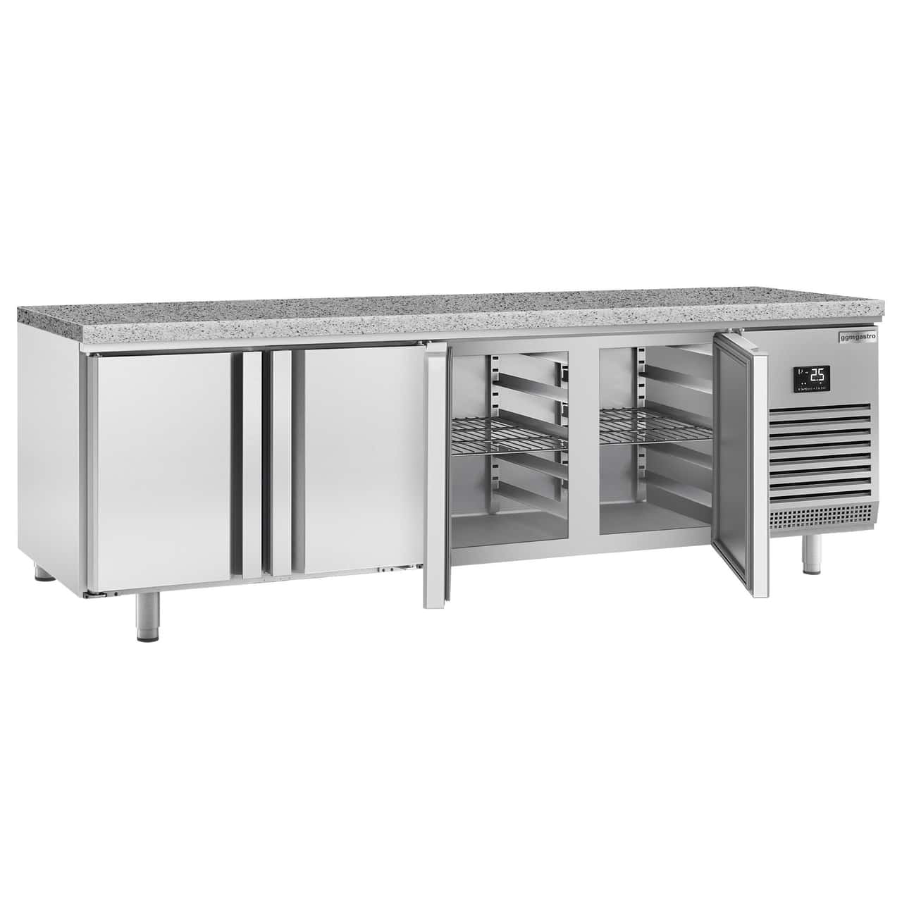 Bäckereikühltisch Premium PLUS - 2752x800mm - 4 Türen & Granitarbeitsplatte