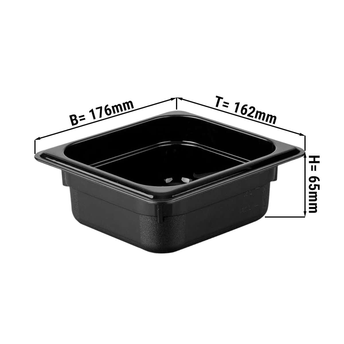 Polycarbonat GN Behälter 1/6 - Schwarz - Tiefe 65 mm