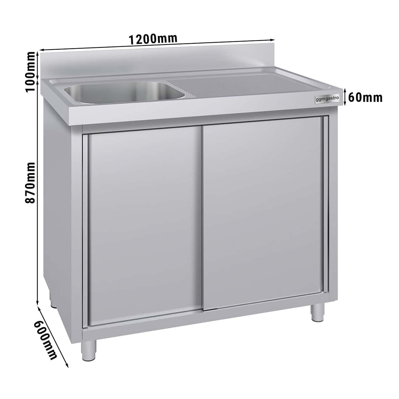 Spülschrank ECO - 1200x600mm - mit 1 Becken links