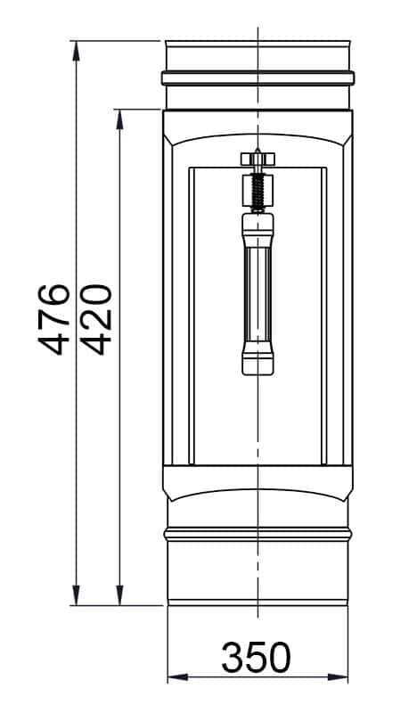 Reinigungsglattrohr mit Kasten & Deckel - in Edelstahl  - Ø 350 mm