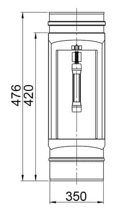 Reinigungsglattrohr mit Kasten & Deckel - in Edelstahl  - Ø 350 mm