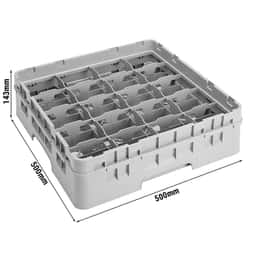 CAMBRO | CAMRACK® - Mycí koš na šálky 1/1 s 20 přihrádkami - 500x500mm - šedý