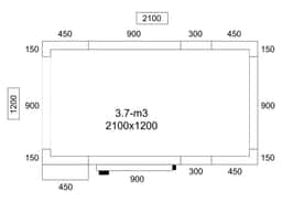 Edelstahl Kühlzelle - 2100x1200mm - 3,7m³