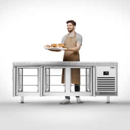 Bäckereikühltisch Premium PLUS - 2185x800mm - mit Durchreiche & Granitarbeitsplatte