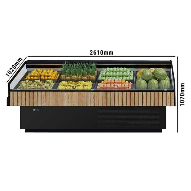 Kühltheke / Kühlinsel - 2500mm - Holzfront - inkl. 8 Körbe