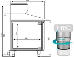 Pizzakühltisch Premium PLUS - 2305x800mm - mit 2 Türen & 6 Schubladen - inkl. Kühlaufsatzvitrine - 10x GN 1/3