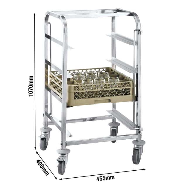 Edelstahl Geschirrkorbwagen - für 4 Körbe