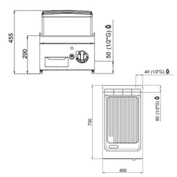 Gas Bratplatte - 6,9 kW - Gerillt