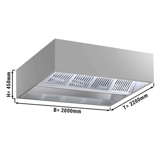 Induktions-Deckenhaube - 2,0m - mit Filter & LED Lampe