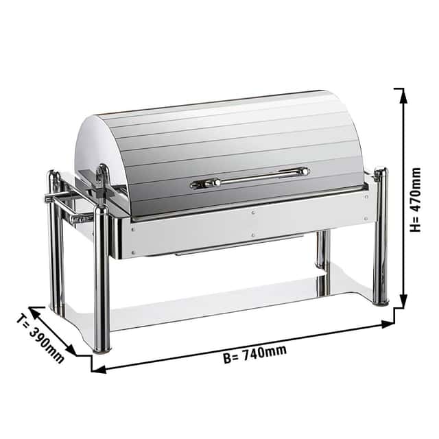 Chafing Dish - GN 1/1 - mit Rolldeckel - Chrom