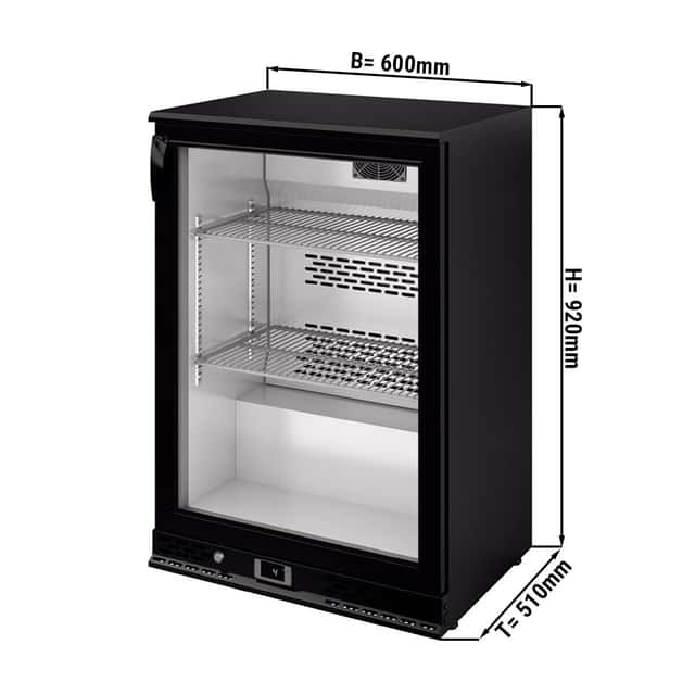 Barkühlschrank - 600mm - 140 Liter - mit 1 Glasflügeltür - Schwarz