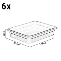 (6 kusů) CAMBRO | | CAMWEAR® polykarbonátové nádoby GN 1/2 - čiré - hloubka 65 mm