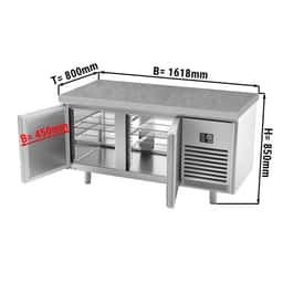 Bäckereikühltisch Premium PLUS - 1618x800mm - mit Durchreiche & Granitarbeitsplatte