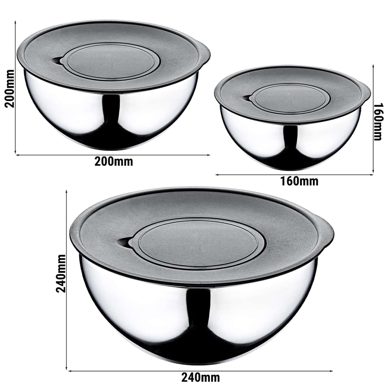 9dílná sada nerezových misek se struhadlem a krytem - Ø 16,20,24 cm