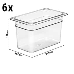 (6 Stück) CAMBRO | CAMWEAR® -  Polycarbonat GN-Behälter 1/4 - Clear - Tiefe 150 mm