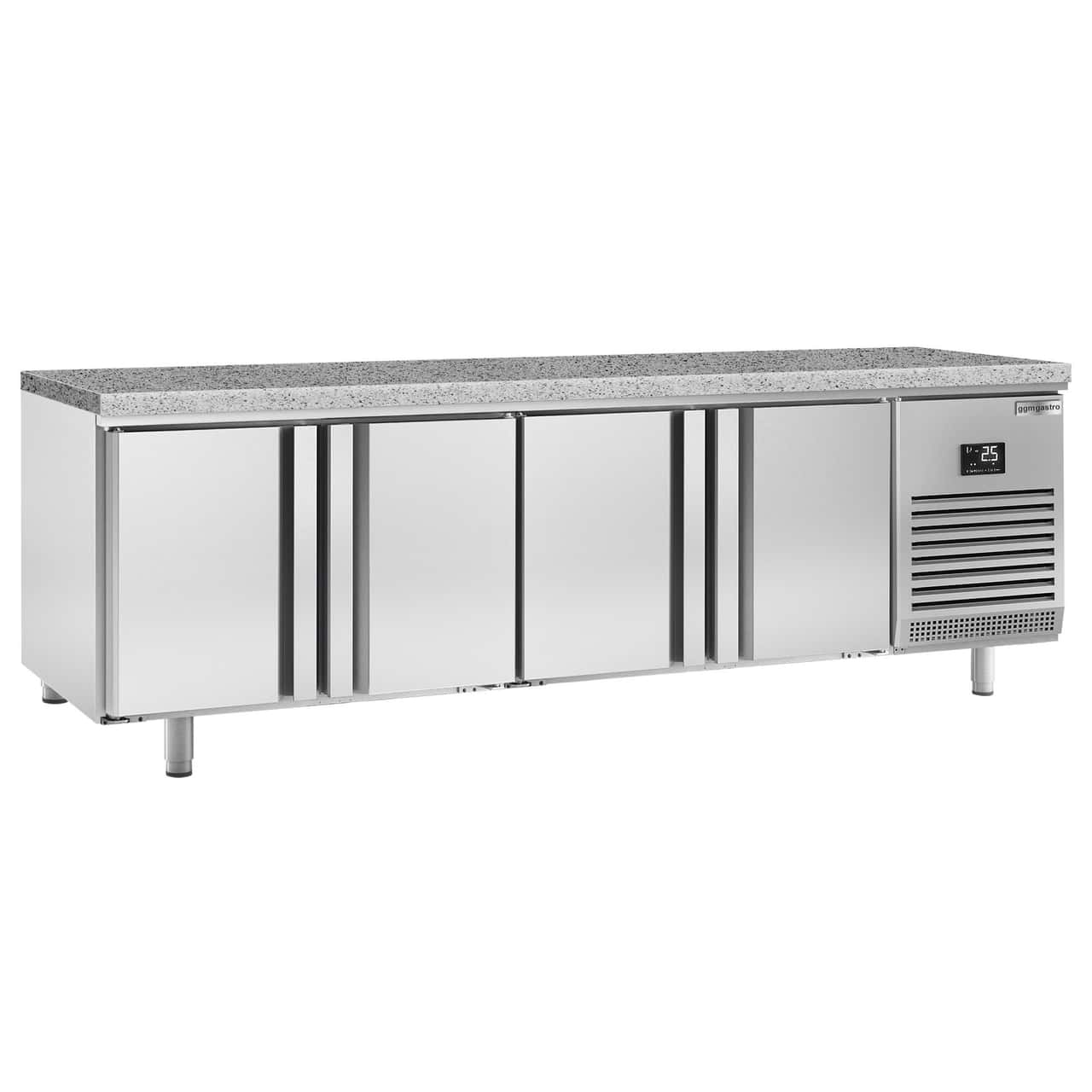 Bäckereikühltisch Premium PLUS - 2752x800mm - 4 Türen & Granitarbeitsplatte