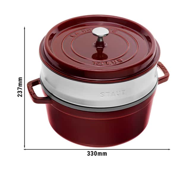 STAUB | LA COCOTTE - Cocotte mit Dämpfeinsatz - Ø 260mm - Gusseisen - Grenadine-Rot