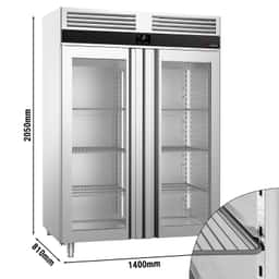 Kühlschrank Edelstahl PREMIUM - GN 2/1 - 1400 Liter - mit 2 Glastüren