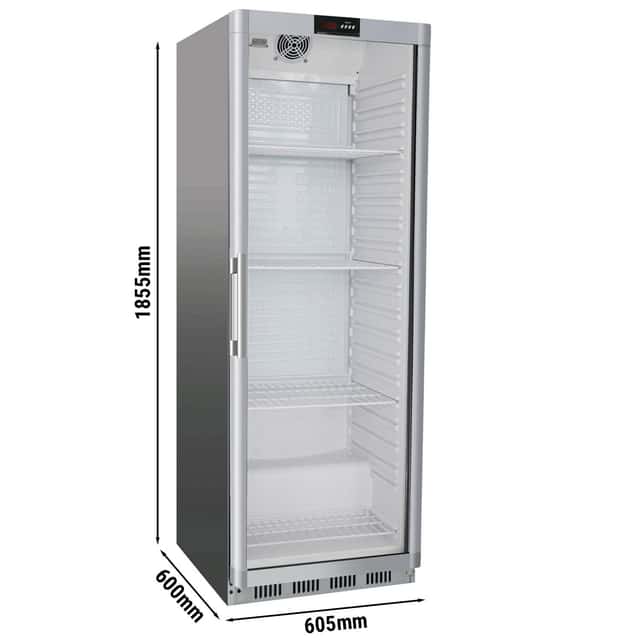 Kühlschrank Edelstahl PREMIUM - 400 Liter - mit 1 Glastür